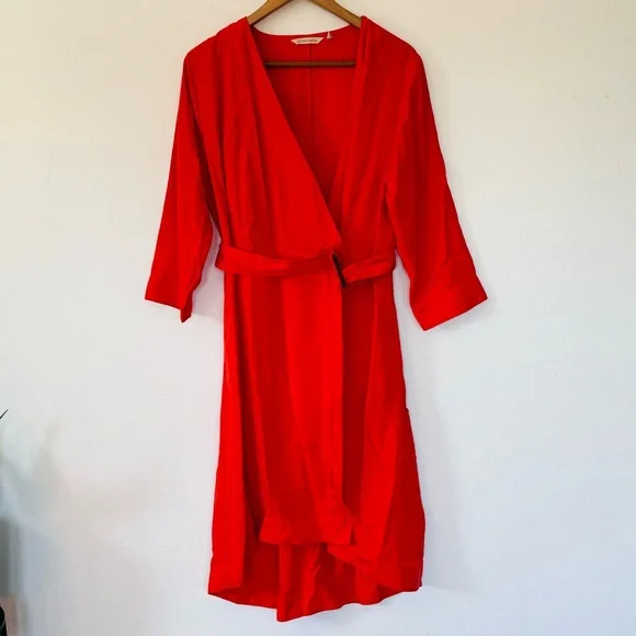 Soft Surroundings Belted Wrap Hi Low Orange Dress Sz XL - Picture 3 of 12